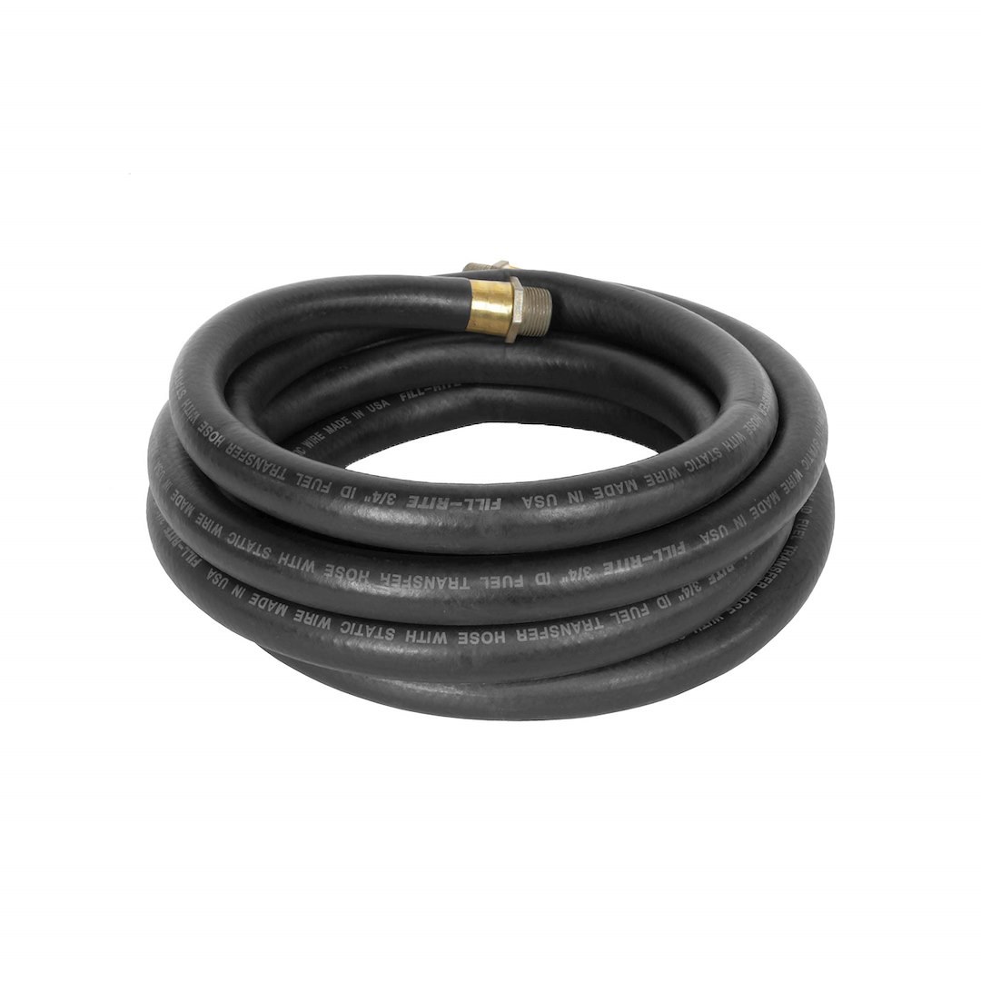Fill Rite Liquid Transfer Tank Pump Hose, 20 Foot Length X 3/4 Inch, With Static Wire, 3/4 Inch NPT Thread, Black – FRH07520