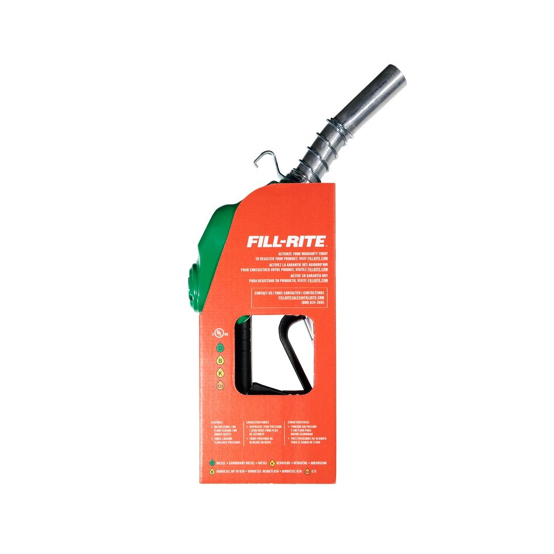 Fill Rite Liquid Transfer Tank Pump Nozzle, Automatic Nozzle, Three Locking Flow Rate Positions – N100DAU12G