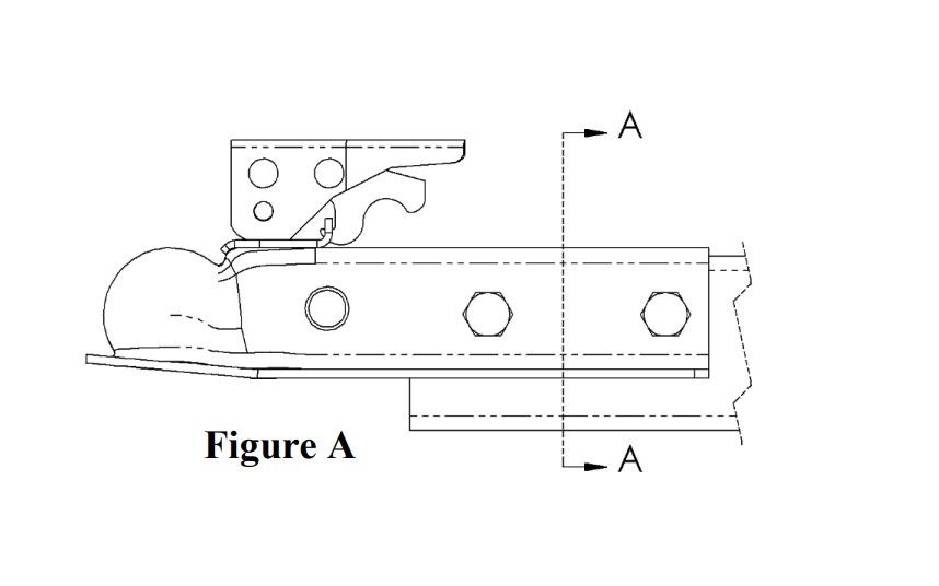 Fulton Trailer Coupler, Fas-Lok ®, Class II Straight Tongue Stamped, 2 Inch Wide Channel Mount, 3500 Pound Lift Capacity, For 2 Inch Ball – 22200 0301