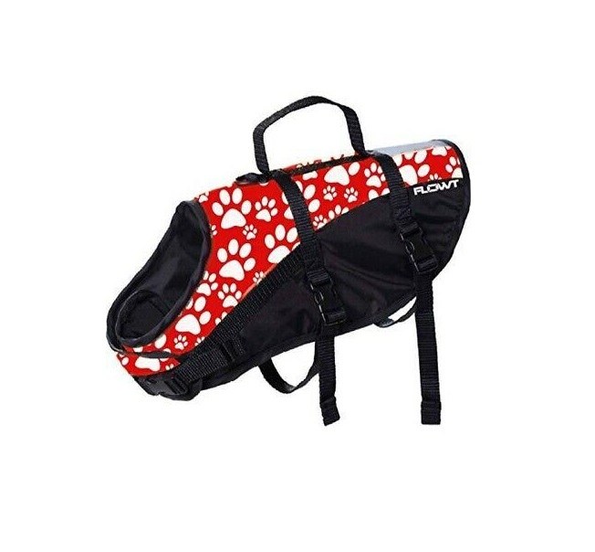 Flowt Pet Life Vest, Dog Vest Paws, Red, Small – 40902-2-S