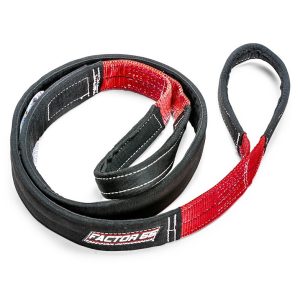 Factor 55 Tow Strap, Tree Saver, 8 Foot X 3 Inch, Black and Orange, Polyester Webbing Material – 00077