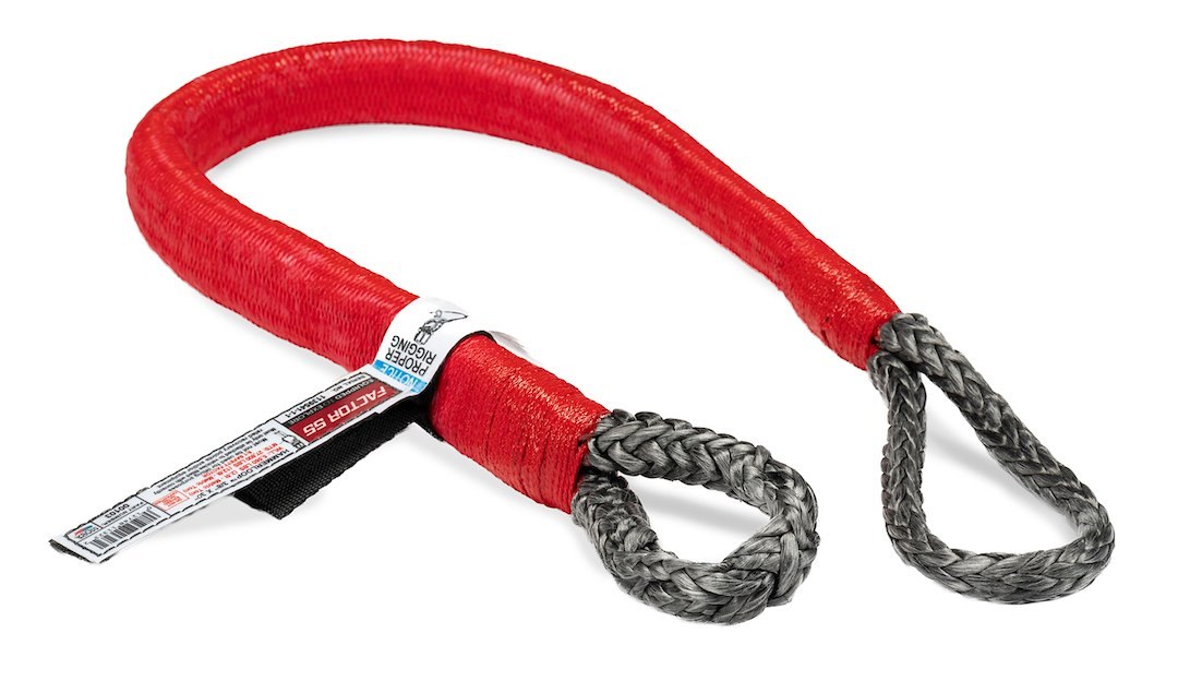 Factor 55 Shackle Rope, Hammerloop™, 3/8 Inch Diameter X 30 Inch Length, 27800 Pound Minimum Breaking Strength, Red Polyester Sleeve, Gray – 00103