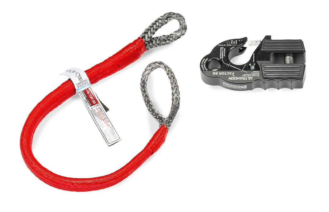 Factor 55 Shackle Rope, Hammerloop™, 3/8 Inch Diameter X 30 Inch Length, 27800 Pound Minimum Breaking Strength, Red Polyester Sleeve, Gray – 00103