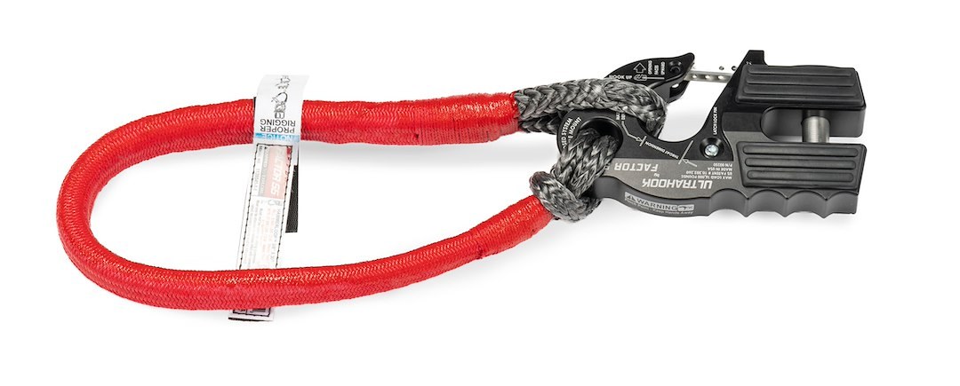 Factor 55 Shackle Rope, Hammerloop™, 3/8 Inch Diameter X 30 Inch Length, 27800 Pound Minimum Breaking Strength, Red Polyester Sleeve, Gray – 00103