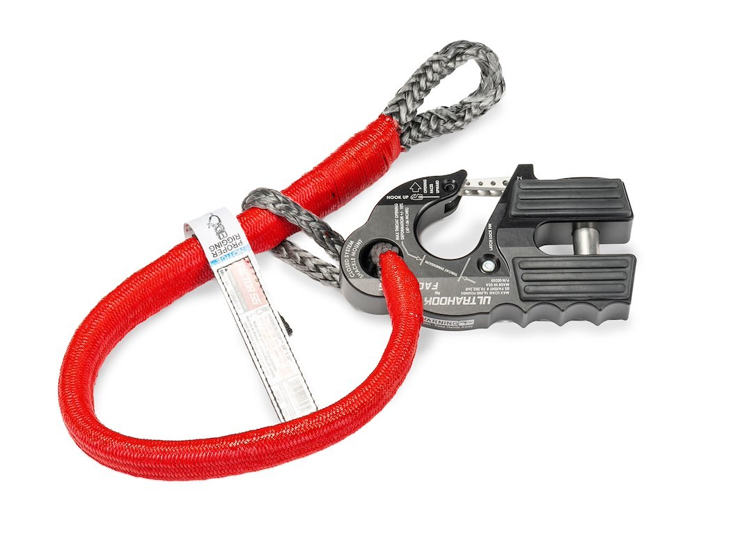 Factor 55 Shackle Rope, Hammerloop™, 3/8 Inch Diameter X 30 Inch Length, 27800 Pound Minimum Breaking Strength, Red Polyester Sleeve, Gray – 00103