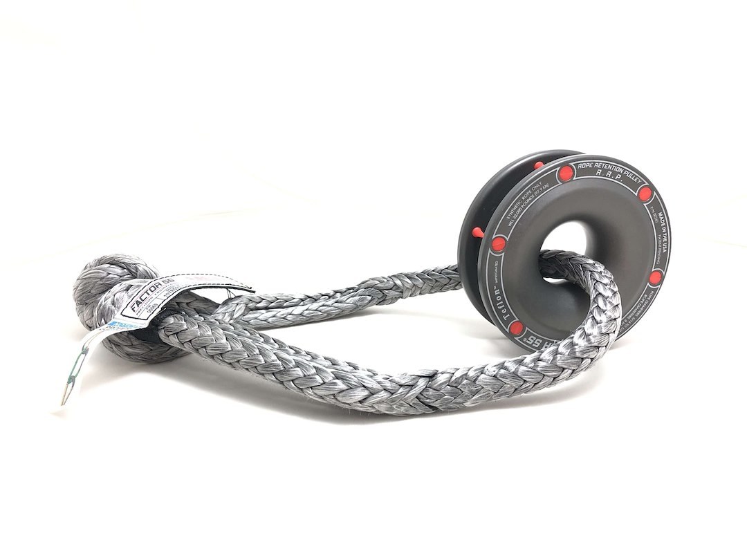 Factor 55 Shackle Rope, 22000 Pound Maximum Capacity, For Synthetic Rope Diameters 5/16 to 1/2 Inch, Aluminum Pulley – 00264