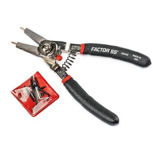 Factor 55 Pliers, Internal/ External Snap Ring, Work with 3/8 Inch to 2 Inch Internal Snap Rings and 1/4 Inch to 2 Inch External Snap Rings – 00440