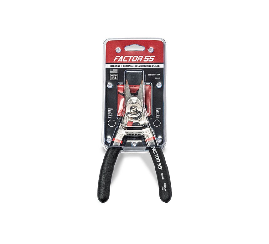 Factor 55 Pliers, Internal/ External Snap Ring, Work with 3/8 Inch to 2 Inch Internal Snap Rings and 1/4 Inch to 2 Inch External Snap Rings – 00440