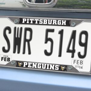 Fan Mats License Plate Frame, Nhl Pittsburgh Penguins, Chrome Plated, Metal – 14886