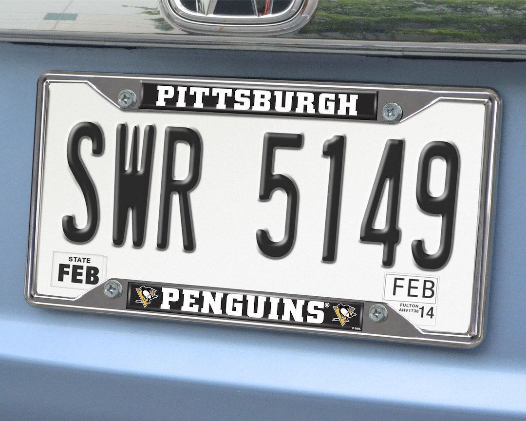 Fan Mats License Plate Frame, Nhl Pittsburgh Penguins, Chrome Plated, Metal – 14886