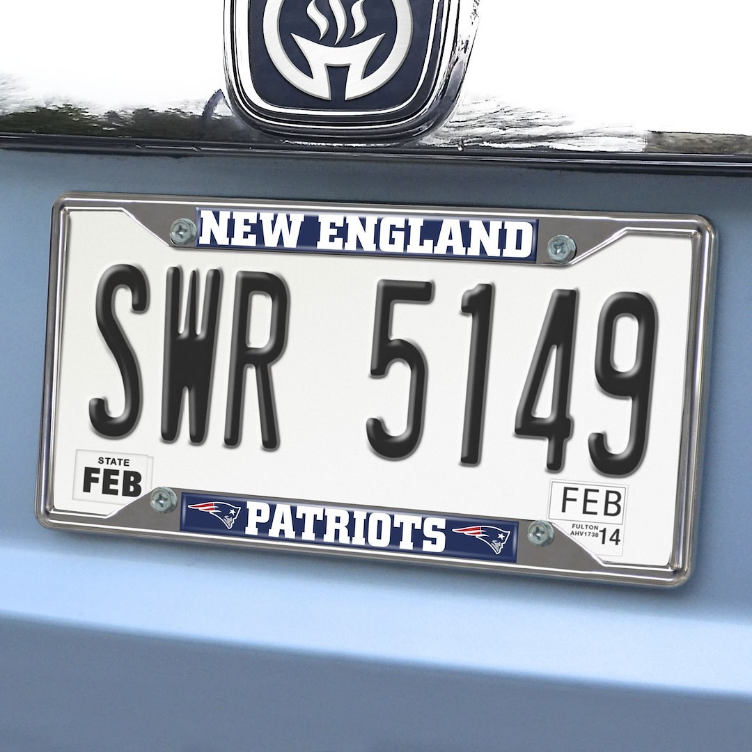 Fan Mats License Plate Frame, Nfl New England Patriots, Chrome Plated, Metal – 17211