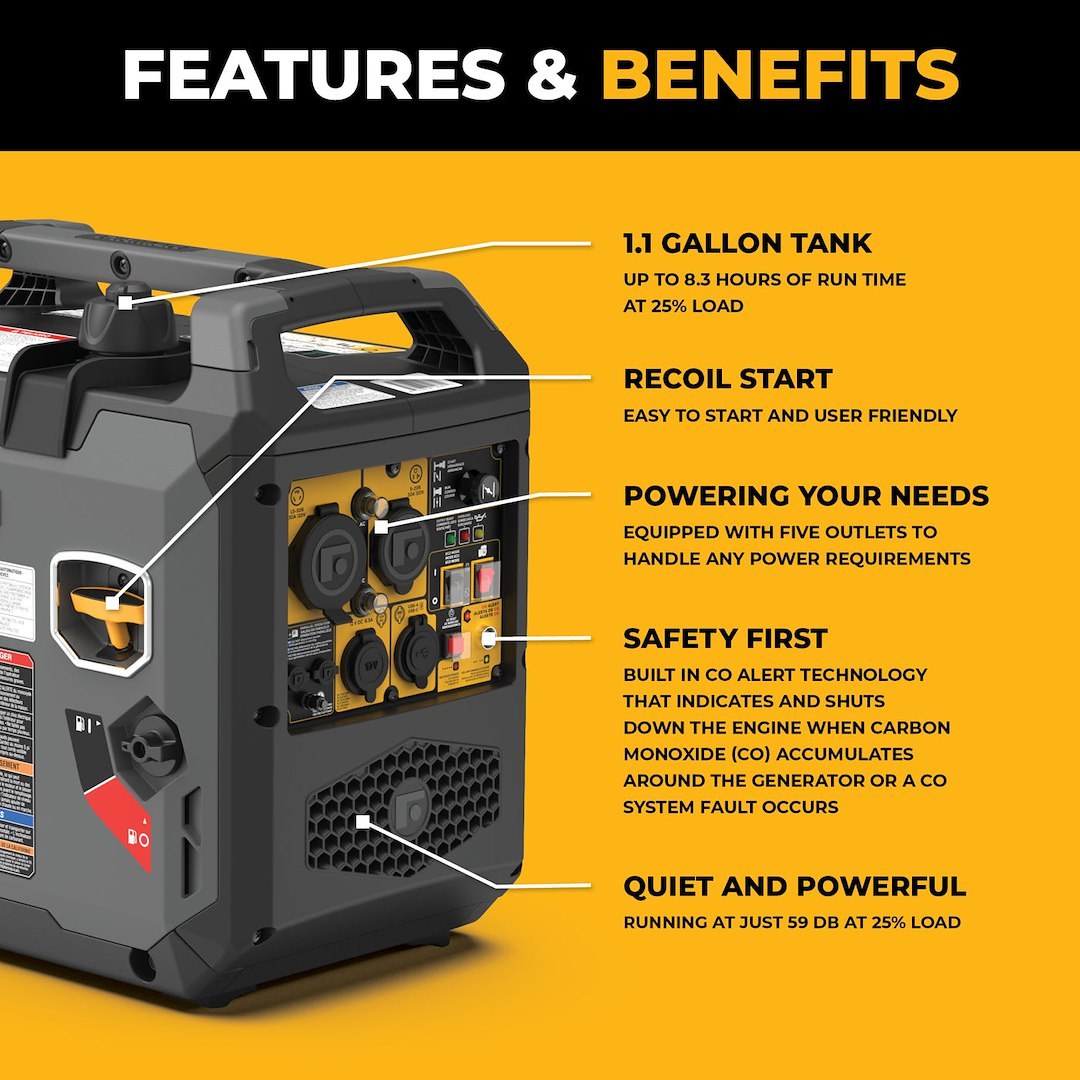 Firman Power Generator Power, Whisper Series, Inverter, Recoil Start, 80 Cc/ Ohv/ Air Cooled/ 4-Stroke Single Cylinder Engine – W02081