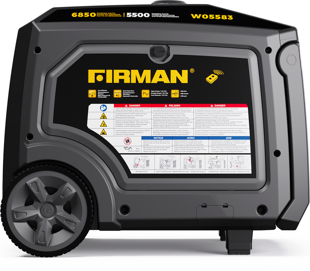 Firman Power Generator Power, Inverter, Recoil/ Electric/ Remote Start, 322 Cc/ Ohv/ Air Cooled/ 4-Stroke Single Cylinder Engine – W05583