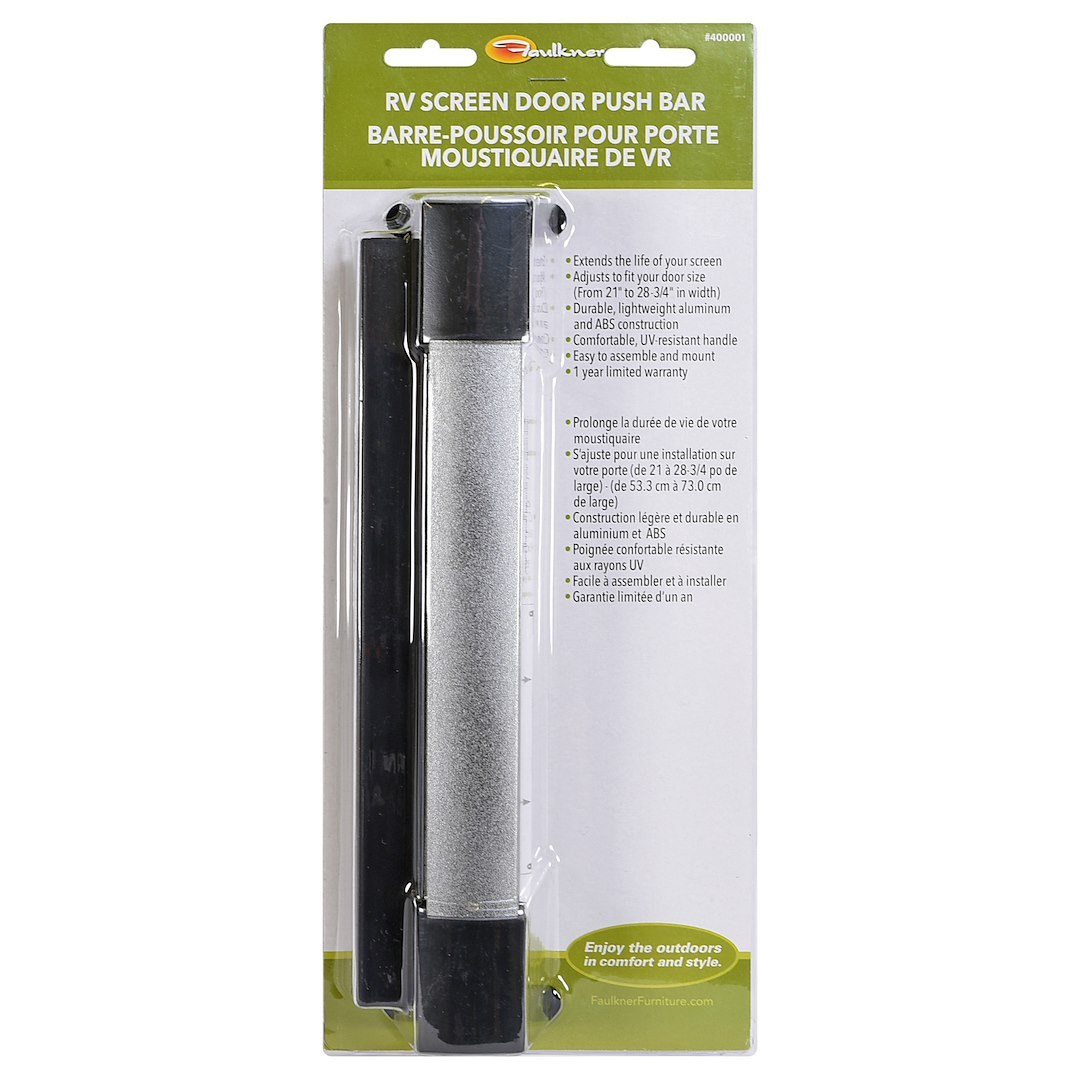 Faulkner Screen Door Push Bar, Single Bar Style, Adjustable from 21 Inch to 28-3/4 Inch Length X 1-3/8 Inch Width X 1-7/8 Inch Depth, Black – 400001