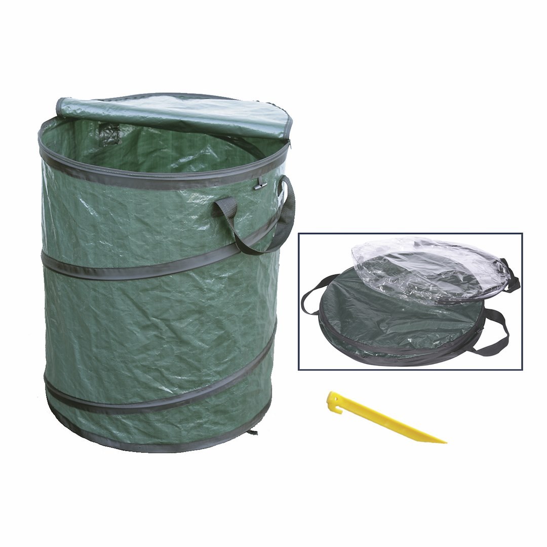 Faulkner Trash Can, Round, Collapsible Type, 19 Inch Diameter X 24 Inch Height/ Collapses to 2 Inch Height, Green, Polyethylene – 45640