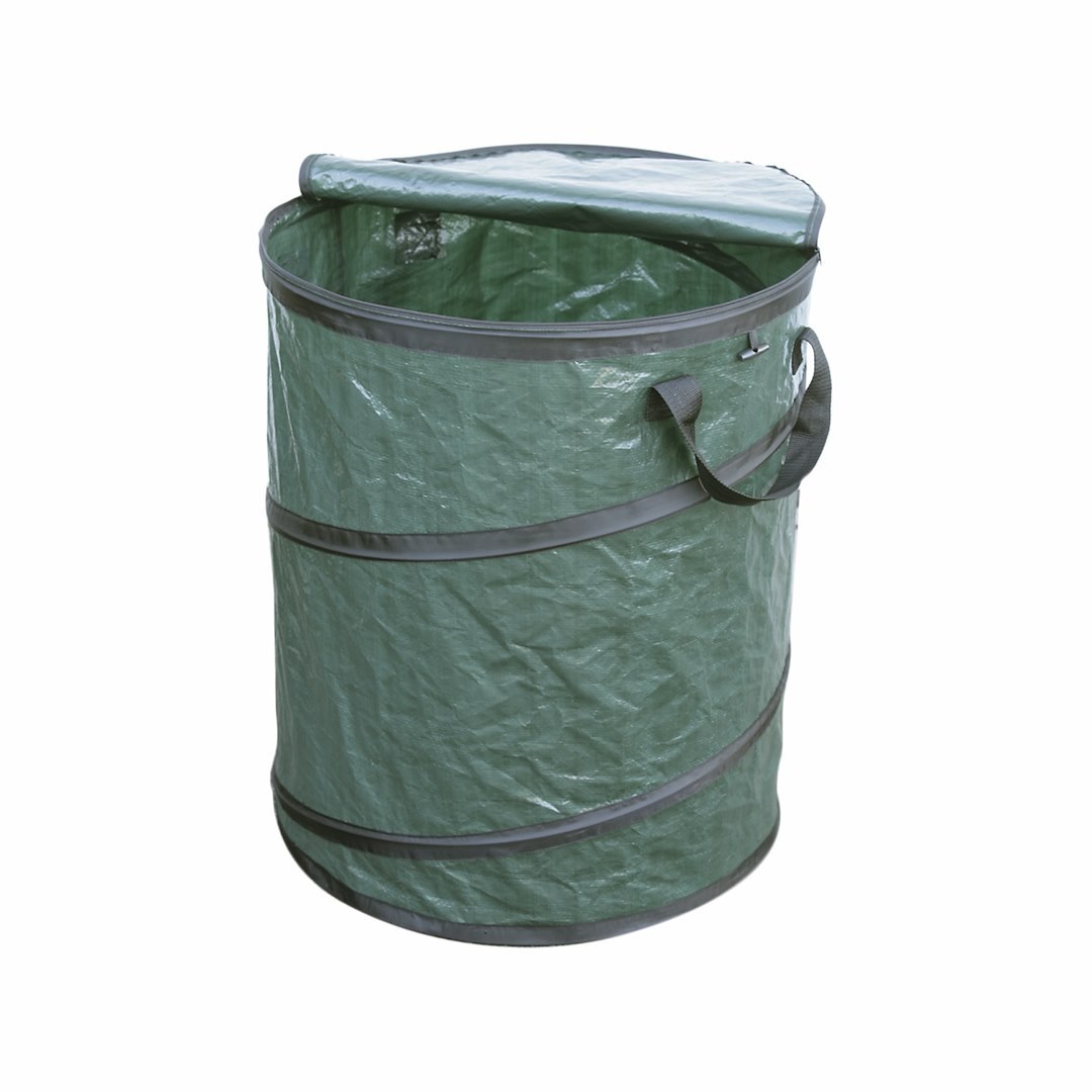 Faulkner Trash Can, Round, Collapsible Type, 19 Inch Diameter X 24 Inch Height/ Collapses to 2 Inch Height, Green, Polyethylene – 45640