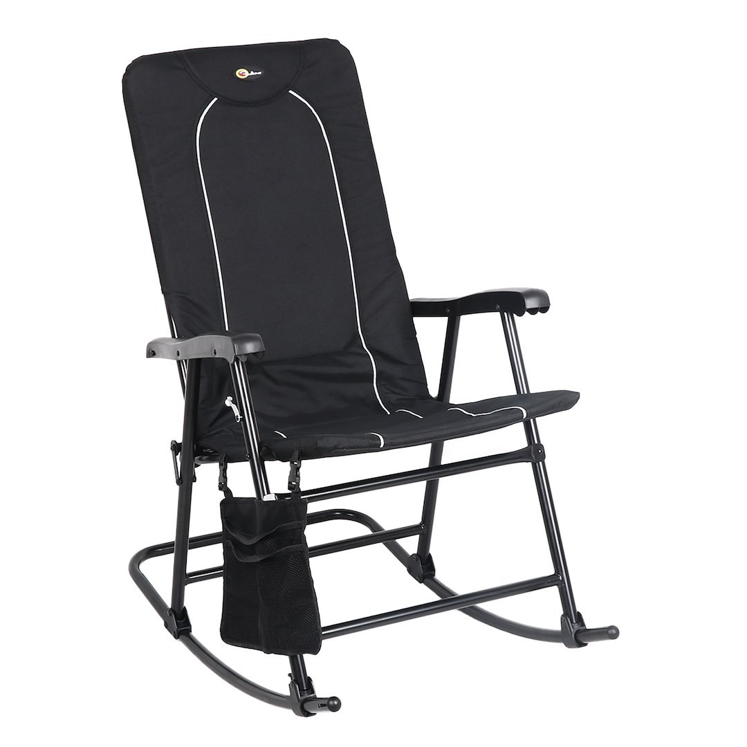 Faulkner Camping Chair, Dakota, Rocking Chair, 42.1 Inch Depth X 22 Inch Width X 35.8 Inch Height, 300 Pound Weight Capacity, Foldable, Black – 49597H