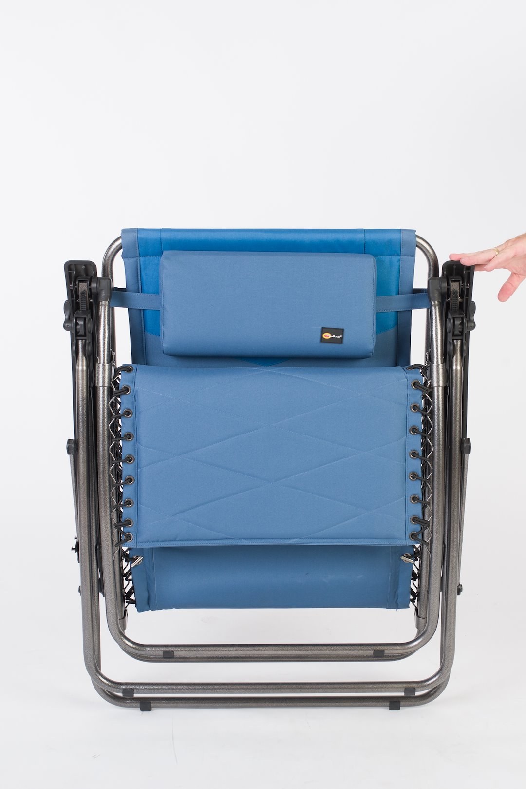 Faulkner Camping Chair, Catalina, Recliner, 38-1/4 Inch Height X 26 Inch Width X 6-3/4 Inch Depth, 300 Pound Weight Capacity, Foldable, Blue – 52296