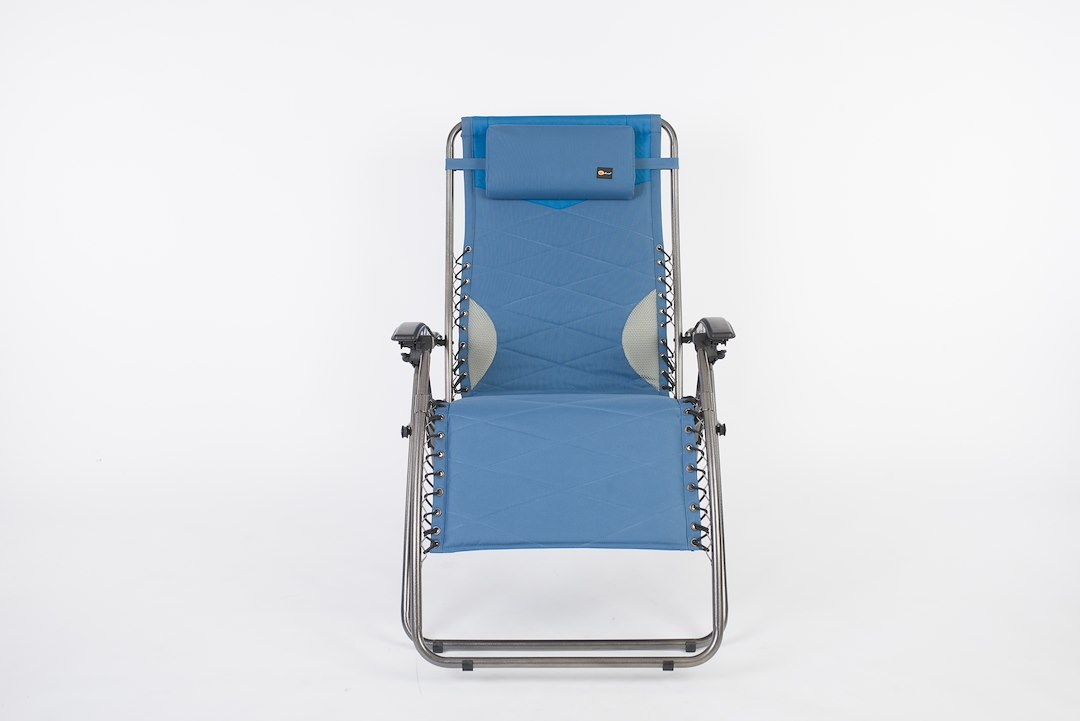 Faulkner Camping Chair, Catalina, Recliner, 38-1/4 Inch Height X 26 Inch Width X 6-3/4 Inch Depth, 300 Pound Weight Capacity, Foldable, Blue – 52296
