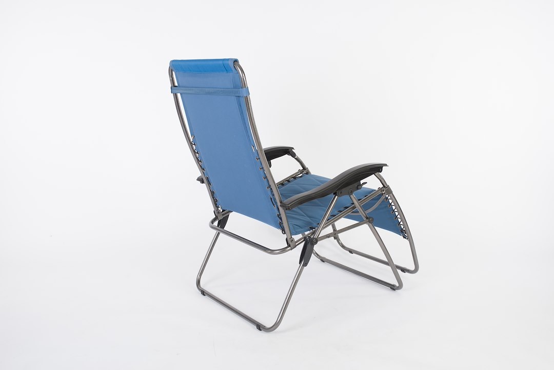 Faulkner Camping Chair, Catalina, Recliner, 38-1/4 Inch Height X 26 Inch Width X 6-3/4 Inch Depth, 300 Pound Weight Capacity, Foldable, Blue – 52296
