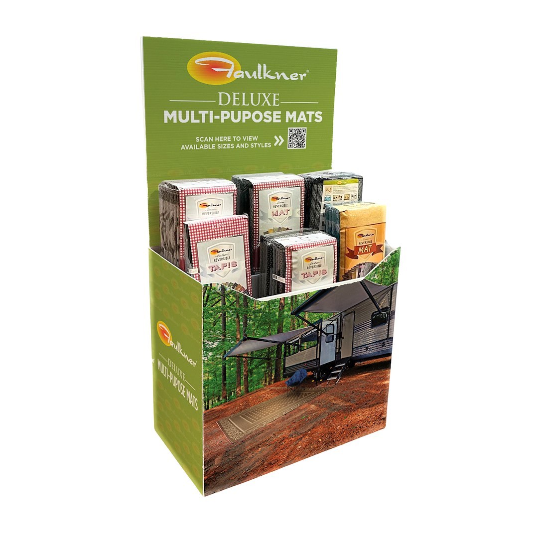 Faulkner Point of Purchase Display, Faulkner Multipurpose Corrugated Mat Floor Display, Displays Up to 6 Mats – MATDSP