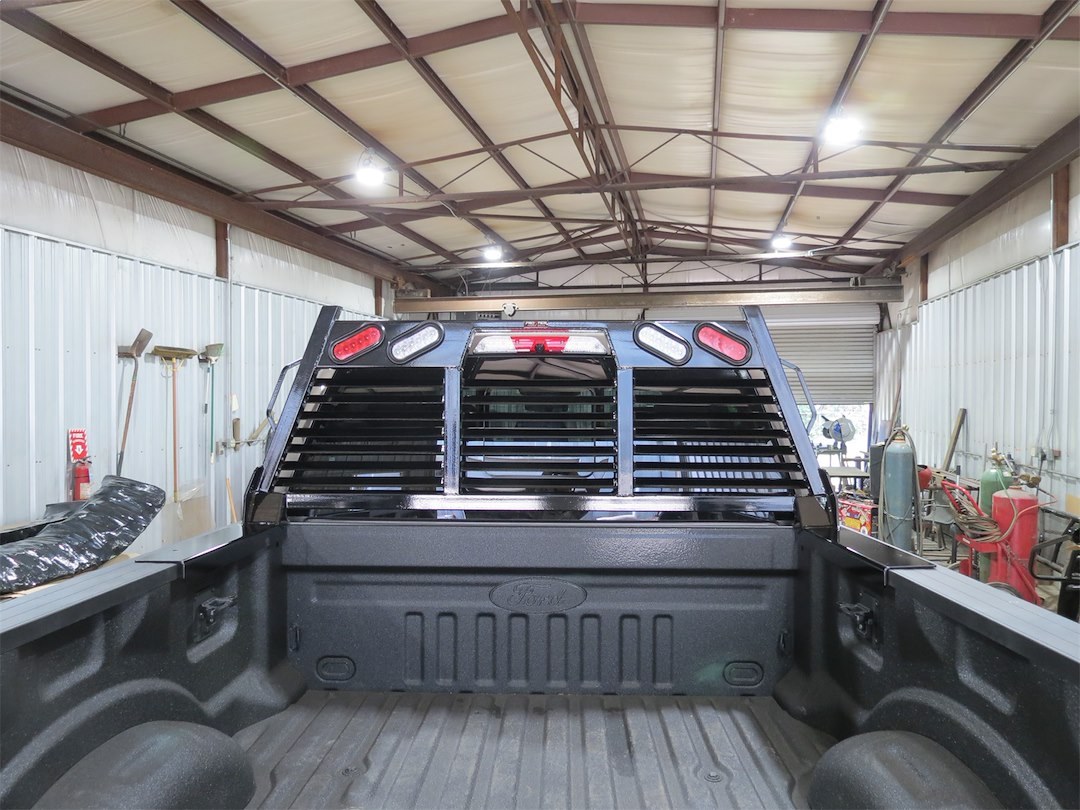 Frontier Truck Gear Headache Rack, Louvered, Powder Coated, Black, Steel, With Mounting Kit/ Lights – 110-12-3008