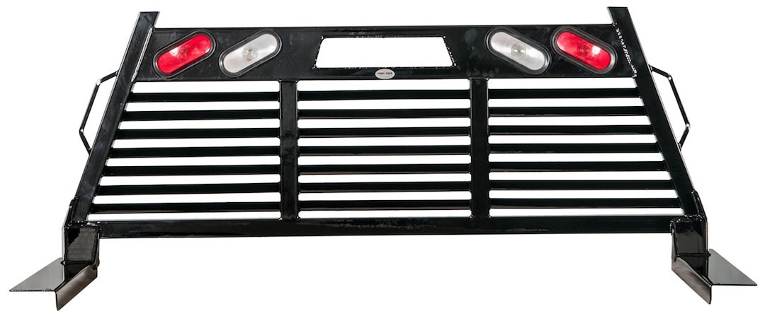 Frontier Truck Gear Headache Rack, Louvered, Powder Coated, Black, Steel, With Mounting Kit/ with Backup and Brake Lights – 110-28-8008