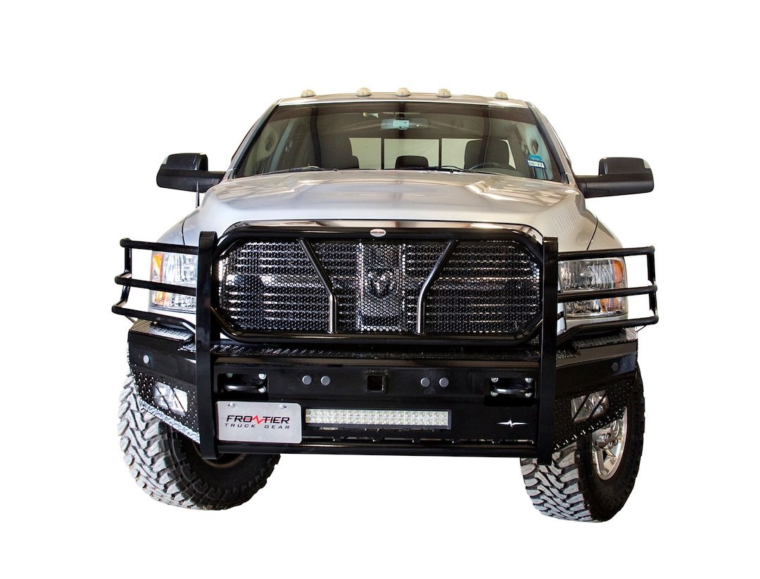 Frontier Truck Gear Bumper, Pro, One Piece Design, Mounting Hardware Included, With Grille Guard, Without Winch Mount – 130-41-0007