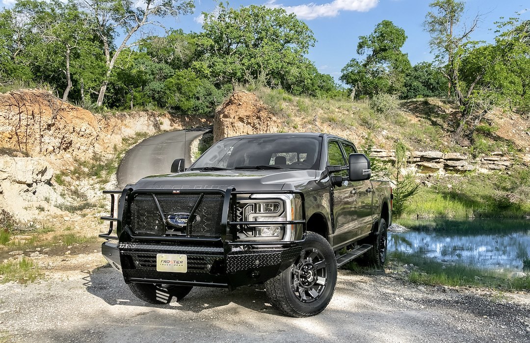 Frontier Truck Gear Bumper, Original, One Piece Design, Mounting Hardware Included, With Grille Guard, Without Winch Mount – 300-12-3008