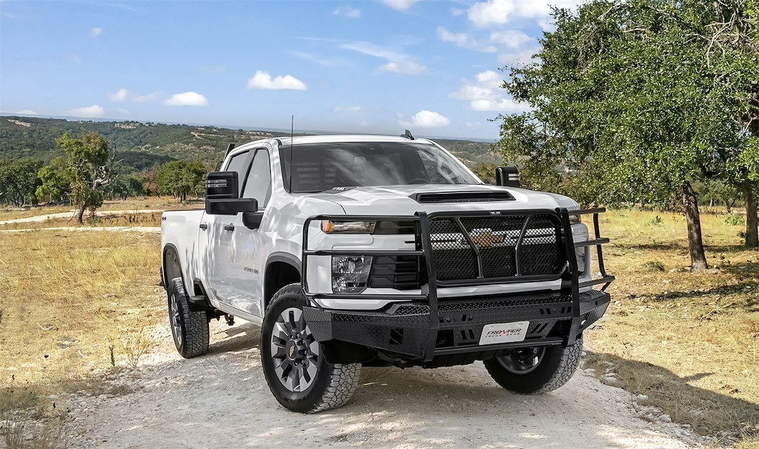 Frontier Truck Gear Bumper, Original, One Piece Design, Mounting Hardware Included, With Grille Guard, Without Winch Mount – 300-22-4008