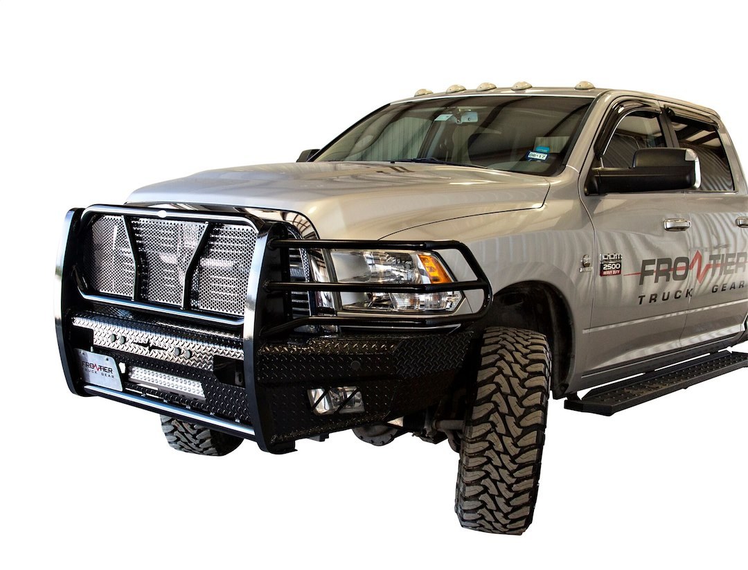 Frontier Truck Gear Bumper, Original, One Piece Design, Mounting Hardware Included, With Grille Guard, Without Winch Mount – 300-41-0007