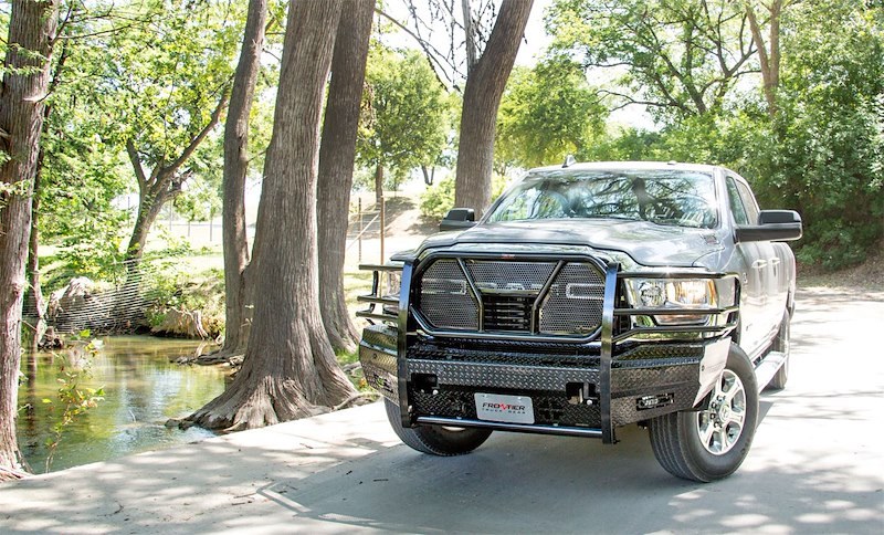 Frontier Truck Gear Bumper, Original, One Piece Design, Mounting Hardware Included, With Grille Guard, Without Winch Mount – 300-41-9012