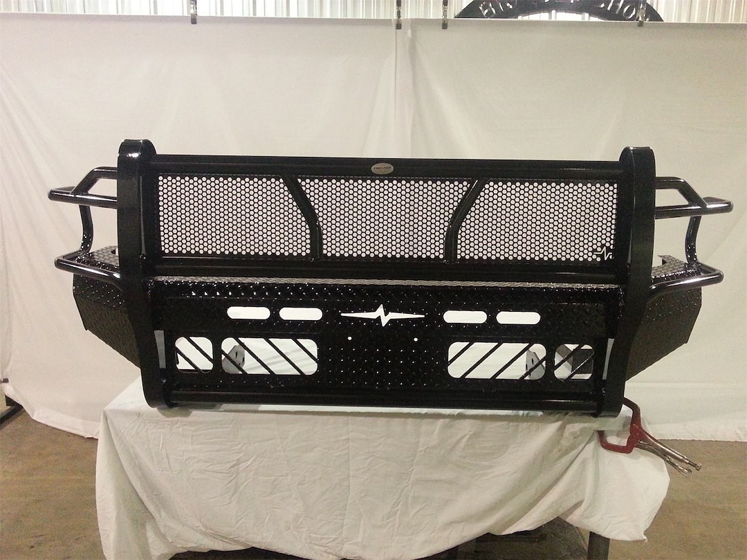 Frontier Truck Gear Bumper, Original, One Piece Design, Mounting Hardware Included, With Grille Guard, Without Winch Mount – 300-49-8005