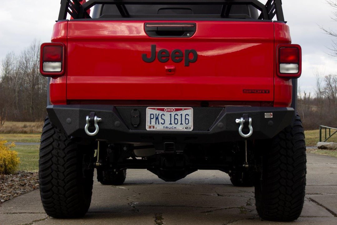 Fishbone Bumper, Steel, Black, Textured Powder Coated, With Two D-Rings/ Hole Plugs – FB22149