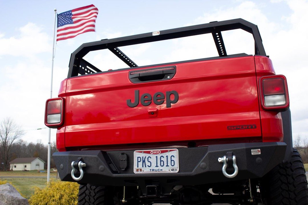 Fishbone Bumper, Steel, Black, Textured Powder Coated, With Two D-Rings/ Hole Plugs – FB22149