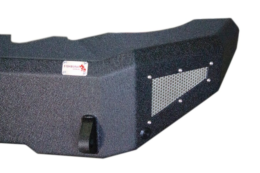 Fishbone Bumper, One Piece Design, Mounting Hardware Included, With 2 D-Ring Mounts, Without Inch Receiver Hitch, Powder Coated, Black – FB22360