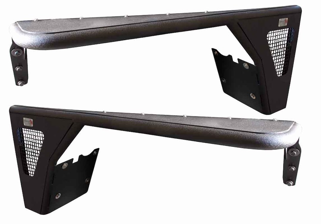 Fishbone Fender, Tube Style, Preforated Side Panel, Powder Coated, Black, Steel, Pair – FB23112