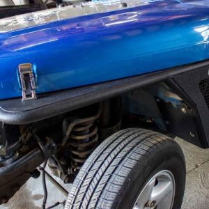 Fishbone Fender, Tube Style, Preforated Side Panel, Powder Coated, Black, Steel, Pair – FB23112