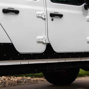 Fishbone Rocker Panel Guard, Scale Armor, Flush Style, Piranha Design, Gloss Powder Coat, Black, Steel – FB23190