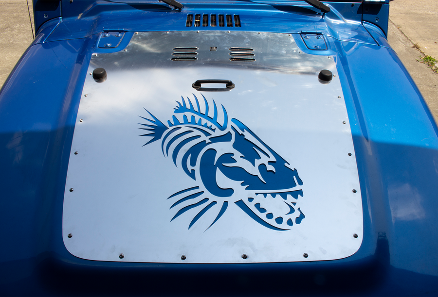Fishbone Hood Vent, Bullhead, With Fishbone Logo, Raw, Aluminum – FB31134