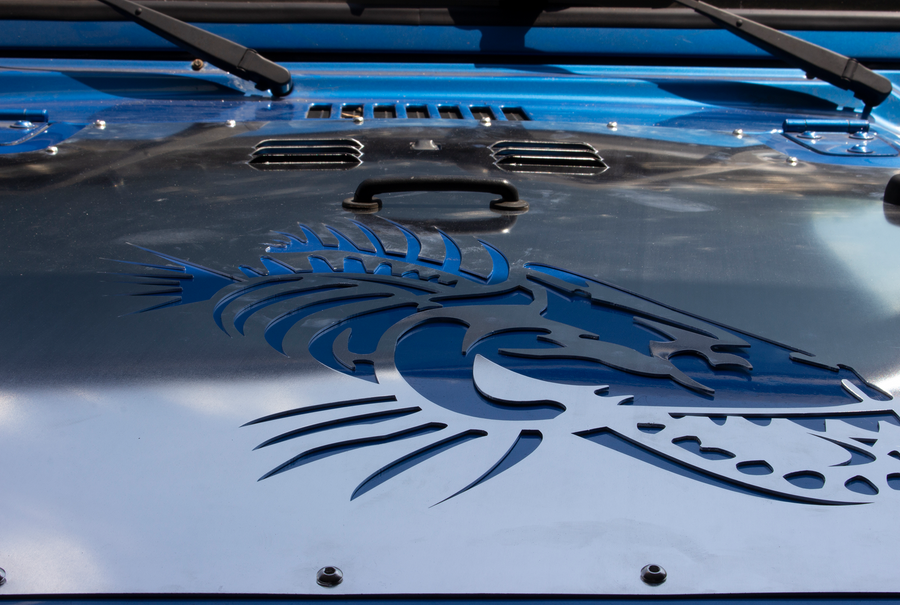 Fishbone Hood Vent, Bullhead, With Fishbone Logo, Raw, Aluminum – FB31134