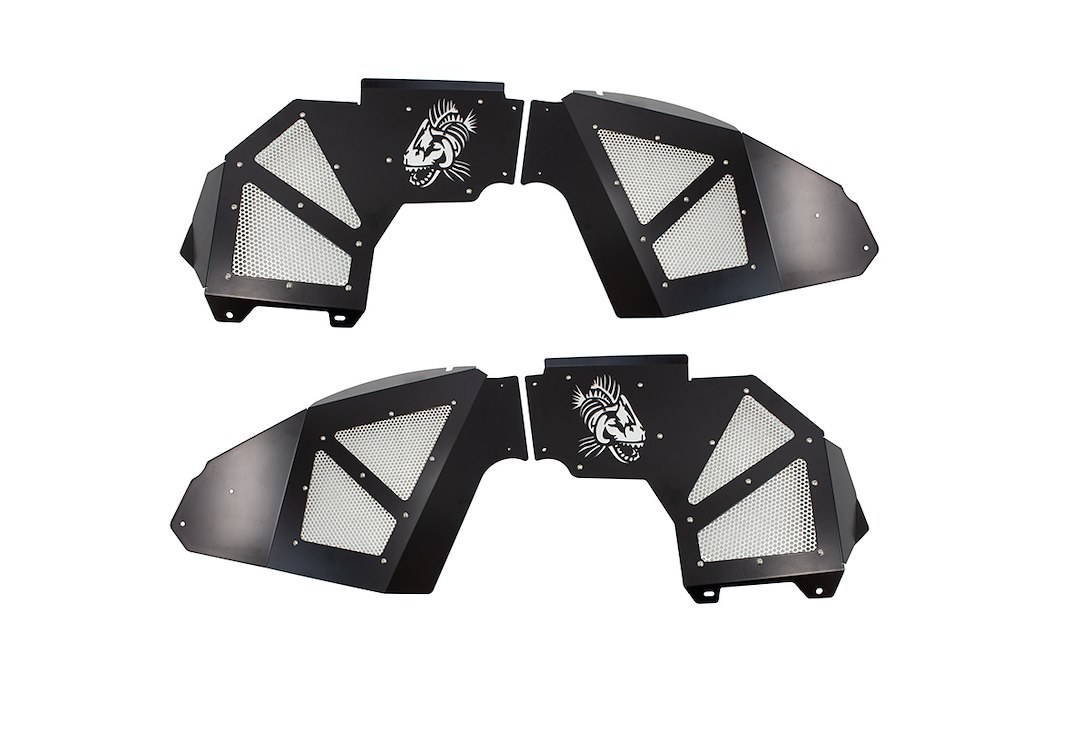 Fishbone Inner Fender, With Fishbone Logo, Powder Coated, Black Aluminum, Set of 2 – FB33130F