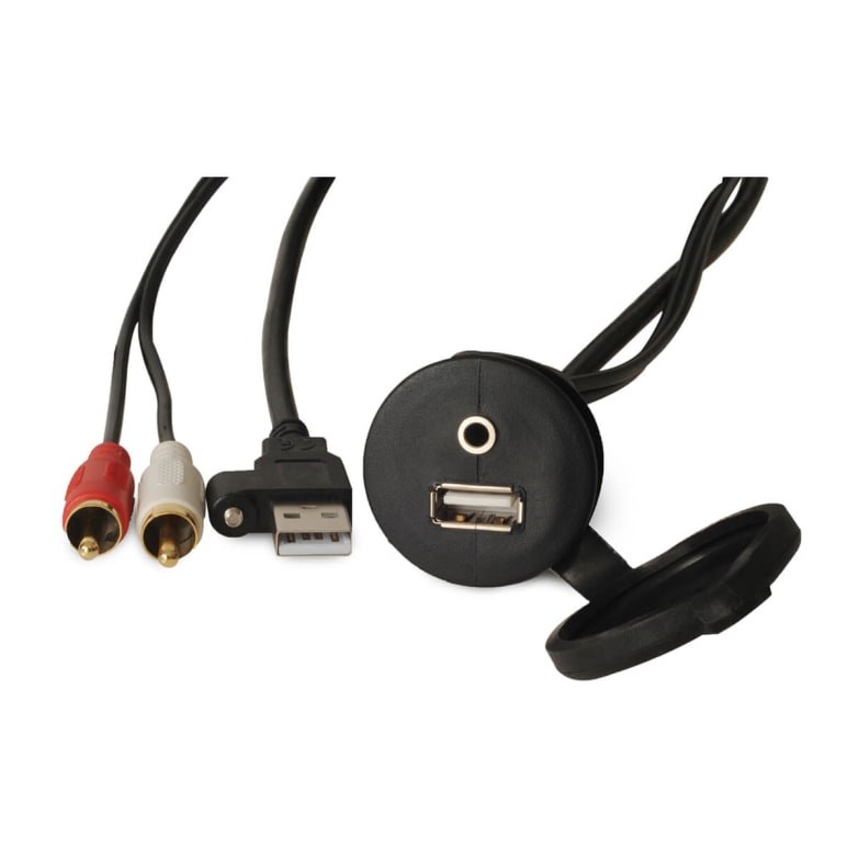 Fusion Elec Audio/ Video Cable, 3.5 Millimeter Aux Connector, 6-1/2 Foot Length, Black, With Rubber Seal Cap – 010-12381-00