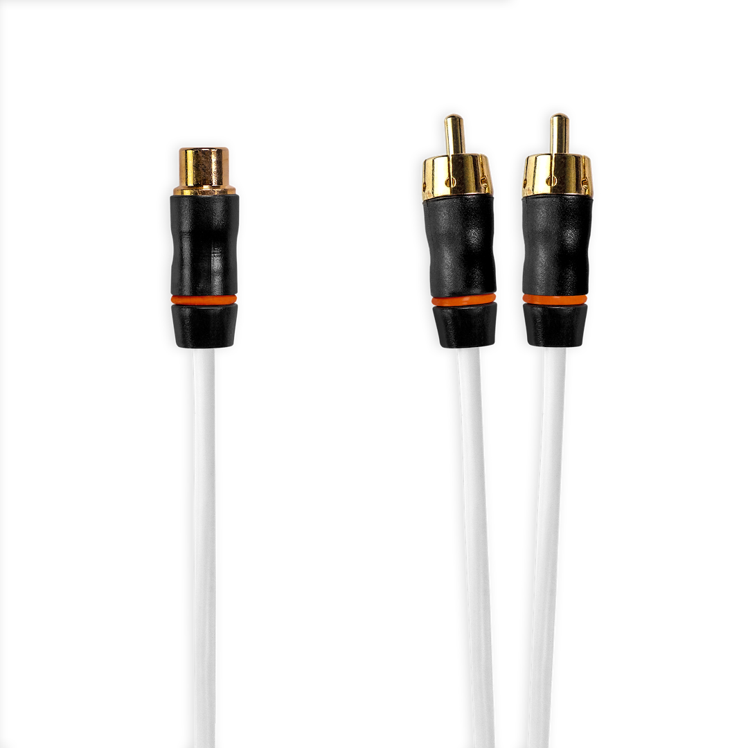 Fusion Elec Audio/ Video Cable, Performance, Female to Dual Male, 10.8 Inch Length, White, With Gold Plated Connectors – 010-12621-00