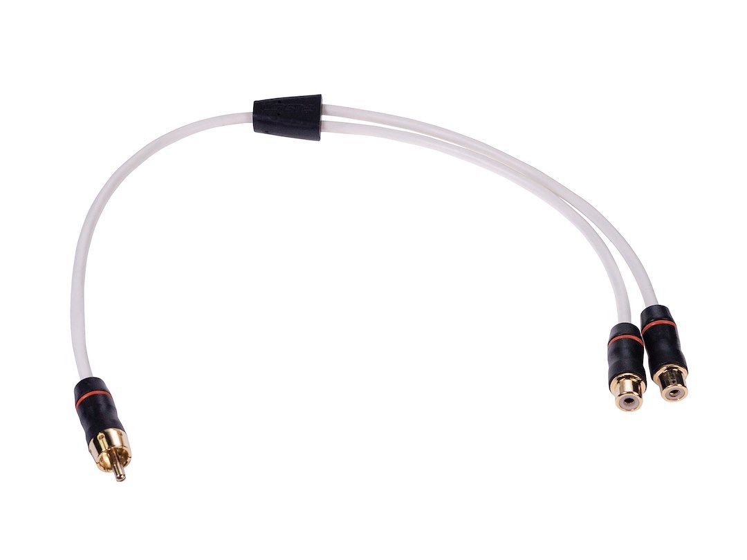 Fusion Elec Audio/ Video Cable, Performance, Male to Dual Female, 10.8 Inch Length, White, With Gold Plated Connectors – 010-12622-00