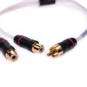 Fusion Elec Audio/ Video Cable, Performance, Male to Dual Female, 10.8 Inch Length, White, With Gold Plated Connectors – 010-12622-00