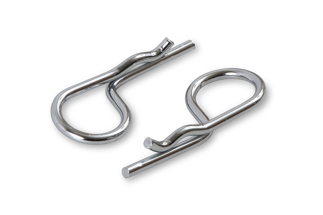 Mr. Gasket Hood Pin Clip, Replacement Clip for Mr. Gasket Hood and Deck Pinning Kits, Hair Pin Style Safety Clip, Chrome, Steel, Set of 2 – 1016A