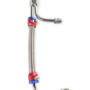 Mr. Gasket Carburetor Fuel Line, For Use with Holley 4150/ 4160 Series Carburetors, Adjustable, Chrome Plated with Red and Blue Hose Ends – 1556G