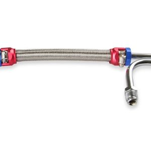 Mr. Gasket Carburetor Fuel Line, For Use with Holley 4150/ 4160 Series Carburetors, Adjustable, Chrome Plated with Red and Blue Hose Ends – 1556G