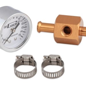 Mr. Gasket Gauge Fuel Pressure, 1-1/2 Inch Diameter, Full Sweep, 0-15 PSI Range, Analog Display, White Face/ Chrome Bezel/ Black Needle – 1560